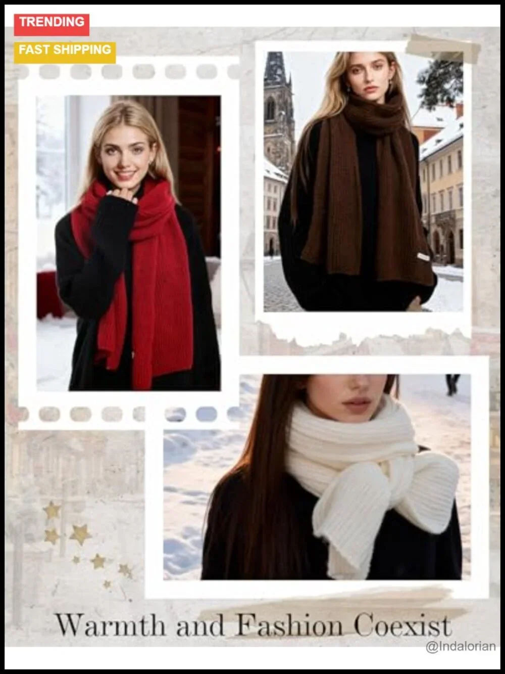 Long Warm Knit Scarf Soft Wrap Winter Scarf for Women